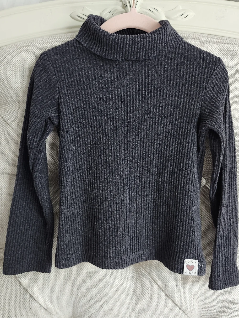 Zara Charcoal Ribbed Turtle Neck Sweater